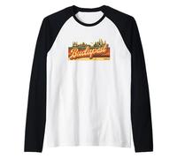 Budapest, orizzonte, e, ungherese, retro, strisce, -, ungherese, orgoglio Maglia con Maniche Raglan