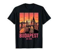 Budapest Retro Sunset Fisherman's Bastion Travel Maglietta