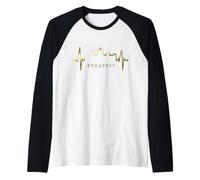 Budapest Skyline Battito del Cuore Ungheria Amo Budapest Maglia con Maniche Raglan