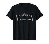 Budapest Skyline Battito del Cuore Ungheria Amo Budapest Maglietta