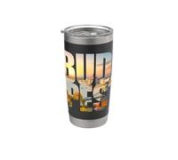 Budapest Text with Hungary Danube River & Parliament Graphic Bicchiere termico in acciaio inox doppia parete