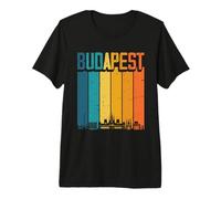 Budapest Ungheria Retro Vintage Tramonto Skyline Budapest Maglietta Premium