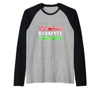 Budapest Ungheria Simboli E Monumenti Viaggio Souvenir Maglia con Maniche Raglan