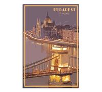 Budapest Ungheria Vintage Viaggio Poster Vista Notturna Poster Decorativi Moderni Camera Da Letto Tela Poster Pittura Poster Decorazione Murale Arte Regalo