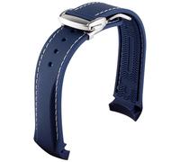 BUDAY Cinturino in gomma con estremità curva da 20 mm e 22 mm per orologi Omega Seamaster con fibbia pieghevole braccialetti di lusso cinturini in silicone, 19mm, Agata