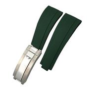 BUDAY Cinturino in gomma da 20 mm per Rolex Submariner DAYTONA GMT DEEPSEA 116655 Cinturino in Silicone Submariner Bracciale impermeabile 9 × 9 mm fibbia, Verde, 20mm