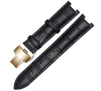 BUDAY Cinturino in pelle Gnuine per cinturino GC 22 x 13 mm 20 x 11 mm cinturino dentellato con fibbia a farfalla in acciaio inox BAND, 22-13mm