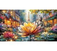 Buddha-and-Jesus-seated-together 1000 pezzi Puzzle per adulti e bambini di 12+ anni Estremamente difficile Idea regalo perfetta Carta riciclata 38x52/1000 pezzi