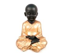 Buddha Baby Showpiece | Statua rustica Feng Shui a forma di monaco bambino, decorazione per la casa e la tavola, salute, ricchezza e regalo, 17,8 cm (marrone, poliresina)