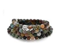 Buddha Charm Meditazione Gioiello di 108 Mala Preghiera Bracciale o Collana (Agata indiana (Indian Agate))