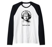 Buddha Che Indossa Le Cuffie, Amante della Musica Lo-Fi Maglia con Maniche Raglan