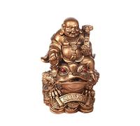 Buddha Che Ride, Buddha Che Ride della ricchezza Siediti sulla Statua della Rana dei Soldi Rospo Fortunato Ornamenti per Auto Decorazione dell'ufficio Domestico (Oro) (Colore : Bronze)