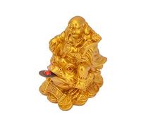 Buddha Che Ride, Buddha Che Ride della ricchezza Siediti sulla Statua della Rana dei Soldi Rospo Fortunato Ornamenti per Auto Decorazione dell'ufficio Domestico (Oro) (Colore : Gold)
