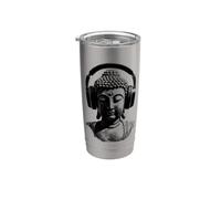 Buddha con Cuffie Mindfulness Musica Boho Zen Buddhismo Bicchiere termico in acciaio inox doppia parete
