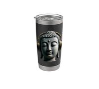 Buddha con Cuffie Mindfulness Musica Boho Zen Buddhismo Bicchiere termico in acciaio inox doppia parete