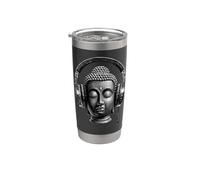 Buddha con Cuffie Mindfulness Musica Boho Zen Buddhismo Bicchiere termico in acciaio inox doppia parete