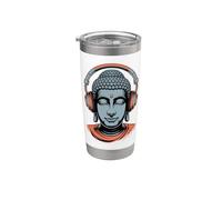 Buddha con Cuffie Mindfulness Musica Boho Zen Buddhismo Bicchiere termico in acciaio inox doppia parete
