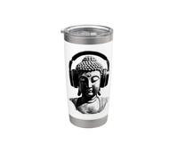 Buddha con Cuffie Mindfulness Musica Boho Zen Buddhismo Bicchiere termico in acciaio inox doppia parete