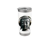 Buddha con Cuffie Mindfulness Musica Boho Zen Buddhismo Bicchiere termico in acciaio inox doppia parete