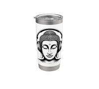 Buddha con Cuffie Mindfulness Musica Boho Zen Buddhismo Bicchiere termico in acciaio inox doppia parete