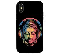 Buddha con Cuffie Mindfulness Musica Boho Zen Buddhismo Custodia per iPhone X/XS