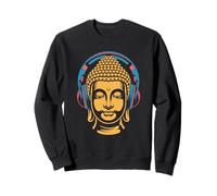 Buddha con Cuffie Mindfulness Musica Boho Zen Buddhismo Felpa