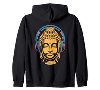 Buddha con Cuffie Mindfulness Musica Boho Zen Buddhismo Felpa con Cappuccio