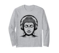 Buddha con Cuffie Mindfulness Musica Boho Zen Buddhismo Maglia a Manica