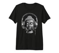 Buddha con Cuffie Mindfulness Musica Boho Zen Buddhismo Maglietta Premium