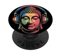 Buddha con Cuffie Mindfulness Musica Boho Zen Buddhismo PopSockets PopGrip Adesivo