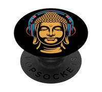 Buddha con Cuffie Mindfulness Musica Boho Zen Buddhismo PopSockets PopGrip Adesivo