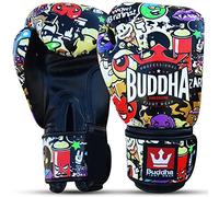 Buddha Fight Wear - Guanti da Boxe Fantasy Zippy - Muay Thai - Kick Boxing - Pelle Sintetica di Alta qualità - Tessuto Interno Resistente agli odori - Cuciture rinforzate - Multicolore - 14 Oz