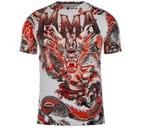 Buddha Fight Wear Maglia Muay Thai, Boxe, MMA, Kick Boxing Dry Fit Top Manica Corta Unisex, rosso, XL