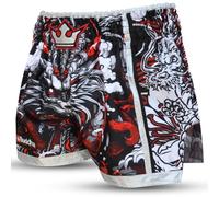 Buddha Fight Wear - Retro Premium Fantasy Pants. Appositamente progettato per Kick Boxing, Muay Thai, K1, allenamento boxe e competizioni, Bianco + multicolore, S