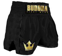 Buddha Fight Wear. Short Retro Premium. Appositamente progettato per Kick Boxing, Muay Thai, K1 o qualsiasi modalità di Sport di Contatto, Nero , XL