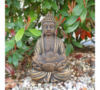 Buddha fiore di loto ciotola statua in pietra 30 cm 6 kg oro cemento bianco a...