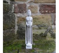 Buddha Guardiano Del Tempio Figura di Pietra 66 CM 8 KG Grigio Cemento bianco