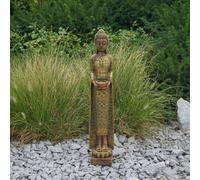 Buddha Guardiano Del Tempio Figura di Pietra 66 CM 8 KG Oro Cemento bianco
