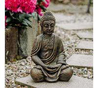 Buddha Guardiano Del Tempio Statua Figura 50 CM 26 KG Oro Cemento bianco