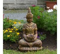 Buddha Guardiano Del Tempio Statua Figura 65 CM 37 KG Oro Cemento bianco