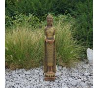 Buddha guardiano del tempio statua in pietra 66 cm 8 kg oro cemento bianco an...