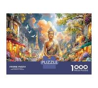 Buddha in Paris 1000 Pezzi Di Cartone Spesso Buddha Art Puzzle Classico Coppie Partner Puzzle Ultra-difficile Tempo Libero Ufficio Regalo Creativo 70x50cm/1000pcs
