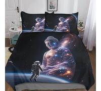 Buddha King(220x240cm) Set Copripiumino, Traspirante Set Di Biancheria Da Letto Calore Shakyamuni in Outer Space Biancheria Da Letto Aiuto Per Il Sonno