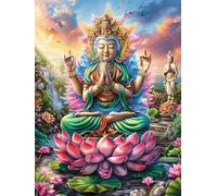 Buddha Meditating on A Lotus Flower Puzzle 500 Pezzi Rompicapo Rilassante Premium Science Fiction Magical Dream Antistress Naturale Attività Per Il Benessere Regalo Per Chi Lavora Molto 500 PCS