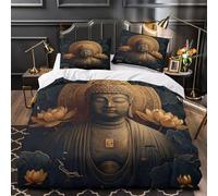 Buddha Meditation Copripiumino microfibra ultra morbido 3 Pezzi stampa 3D con federa spiritual Set Di Copripiumino con federa soffice traspirante ultra morbido for adulti Super king（260x220cm）