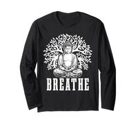 Buddha Meditazione Respirare Yoga Zen Buddismo Yogi Buddista Maglia a Manica