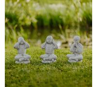 Buddha monaco set di 3 statuine in pietra 25 cm 11 kg grigio cemento bianco a...