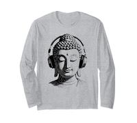 Buddha retrò Vintage con Le Cuffie, Musica Maglia a Manica