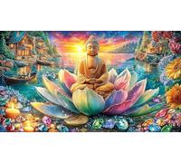 Buddha-seated-among-lotus-flowers Puzzle per adulti 1000 pezzi Gioco stimolante Giochi educativi Bellissimo puzzle decorativo per decorazione murale e regali 38x52/1000 pezzi