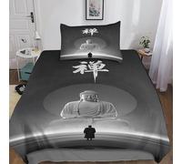 Buddha Statue Biancheria Da Letto Soft Microfiber, Set Copripiumino Per Ragazzi E Ragazze, Sakyamuni CHAN Biancheria Da Letto Lavabile Set Single(135x200cm)